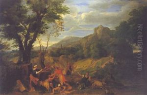 Moses Defending The Daughters Of Jethro by Francisque Millet