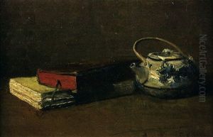 Nature Morte A La Theiere Et Au Livre Sur Un Entablement Nature Morte A La Theiere Et Au Livre Sur Un Entablement