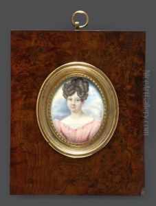 Portrait De Mademoiselle Veraldine De Lattre De Batsaert, Epouse Du Chatelle, En Robe De Soie Rose Bordee De Dentelle Et Coiffee D'un Important Chignon A Rouleaux Portrait De Mademoiselle Veraldine De Lattre De Batsaert, Epouse Du Chatelle, En Robe De Soie Rose Bordee De Dentelle Et Coiffee D'un Important Chignon A Rouleaux
