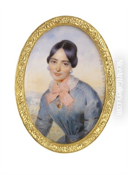 A Young Lady In Light Blue Coat - view 1