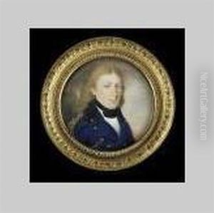 Officer Wearing Blue Coat With Gold Aiguilette, White Shirt, Black Stock And Gold Earring, Landscape Background Officer Wearing Blue Coat With Gold Aiguilette, White Shirt, Black Stock And Gold Earring, Landscape Background