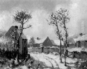 Franzosisches Dorf Im Winter by Jean-Charles Millet