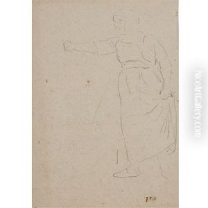 Paysanne Coulant Sa Lessive Ou La Lessiveuse by Jean-Francois Millet