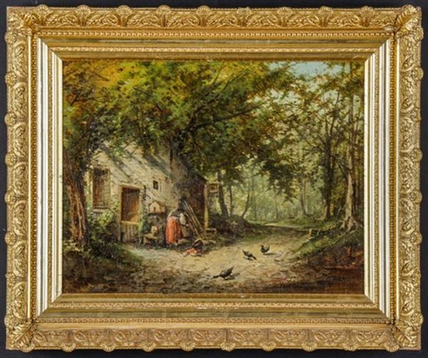 Wooded Landscape With Cottage - view 1