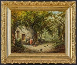 Wooded Landscape With Cottage by Jean-Francois Millet
