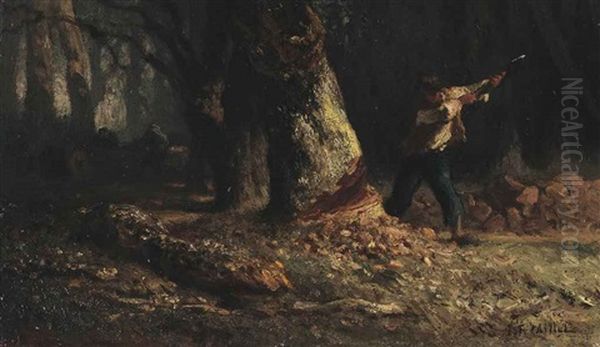 Woodcutter In The Forest And Young Woman Taking Linens From A Shelf (double-sided) - view 1