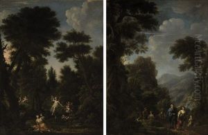 The Banishment Of Hagar And Ishmael (+ The Angel Appearing To Hagar And Ishmael; Pair) by Jean-Francois Millet
