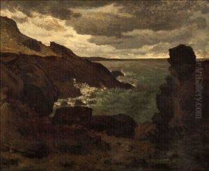 The Sea By The Cliffs At Greville by Jean-Francois Millet
