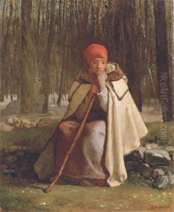 Shepherdess Seated In The Forest (petite Bergere Assise) by Jean-Francois Millet