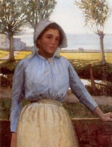 A Portrait Of A Breton Peasant Girl by Jean-Francois Millet