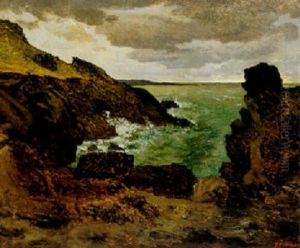The Sea By The Cliffs At Greville by Jean-Francois Millet