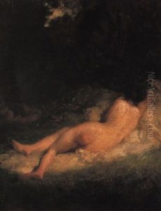 A Sleeping Nymph Watched By A Satyr by Jean-Francois Millet