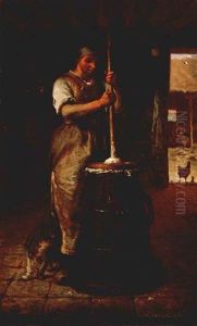 Une Femme Battant Le Beurre (woman Churning Butter) by Jean-Francois Millet