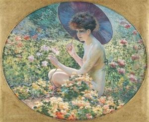 Baigneuse A L'ombrelle Japonaise Au Jardin Baigneuse A L'ombrelle Japonaise Au Jardin