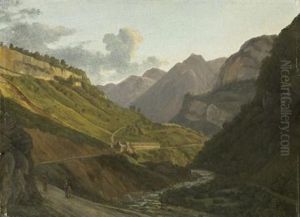 Vue Des Eaux Chaudes Dans Les Basses Pyrenees by Alexandre Louis Robert Millin Du Perreux