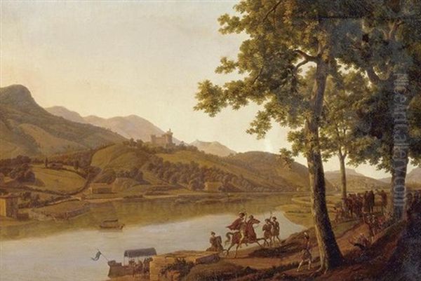 Nobles Disembarking Along The Banks Of A River - view 1