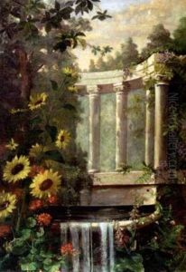 Vue De Parc Fleuri Agremente D'une Fontaine by Gabrielle Millioud-Melay