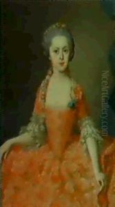 Bildnis Einer Vornehmen Jungen Dame In Rotem Kleid by Johann Michael Millitz