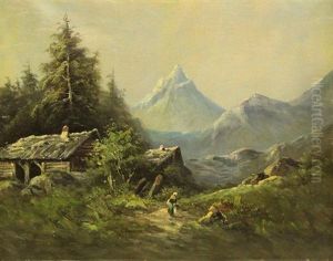 Hutte In Den Alpen by Karl Millner