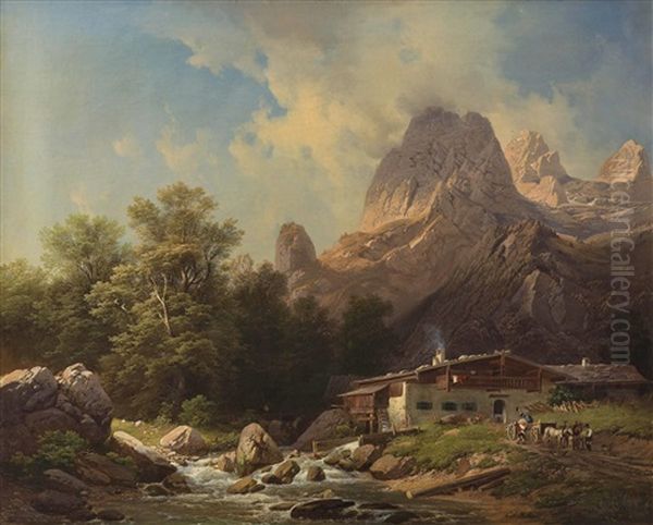Bauernhaus Mit Fuhrwerk Im Bayrischen Gebirge - view 1