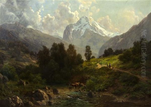 Mountainscape With Figures On A Path - view 1