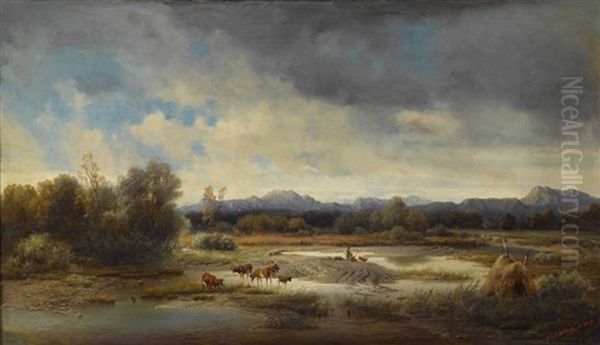 Vorgebirgslandschaft Mit Kuhen - view 1