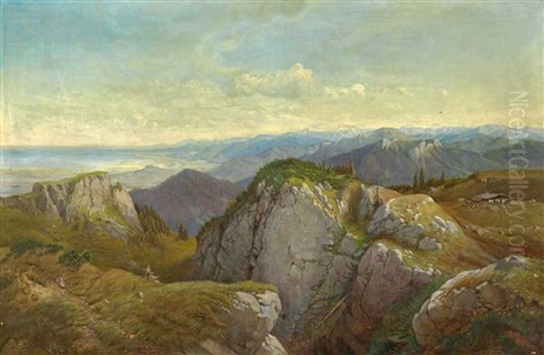 Hochgebirgslandschaft An Einem Sommertag Mit Figurenstaffage - view 1