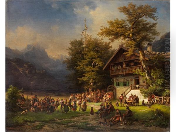 Maibaumfest Vor Einer Waldwirtschaft - view 1