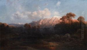 An Alpine Landscape At Dusk
