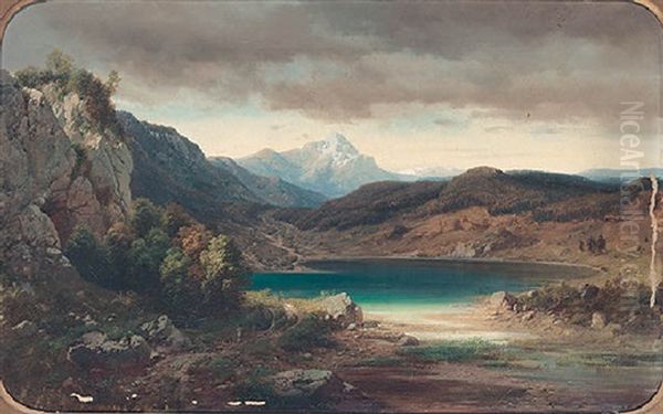 Mountainous Landscape With A View Of A Lake - view 1