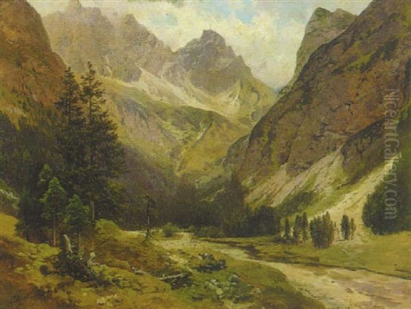 Hochgebirgstal Mit Einem Bachlauf - view 1