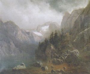 Landscape With Snow-capped Mountain by Karl Millner