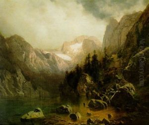 Figure In An Alpine Landscape by Karl Millner