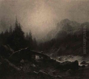 Almhutte Im Hochgebirge by Karl Millner