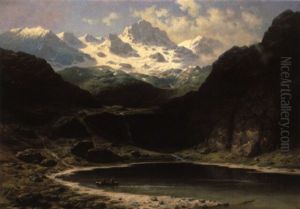 Der Oberhornsee Im Lauterbrunnertal Mit Dem Breithorn by Karl Millner