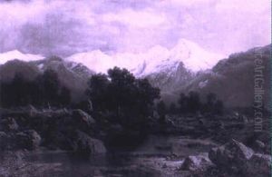 Deer Watering At An Alpine Pond by Karl Millner