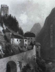 Steilhang Mit Alten Hausern Und Turmruine Von Hochfinsterm_nz by Karl Millner