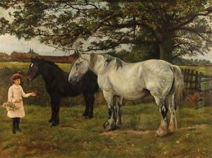 Feeding The Horses, 1882 by William Edward Millner
