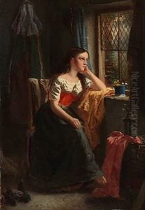 Interior With A Woman Looking Out Of The Window Interior With A Woman Looking Out Of The Window