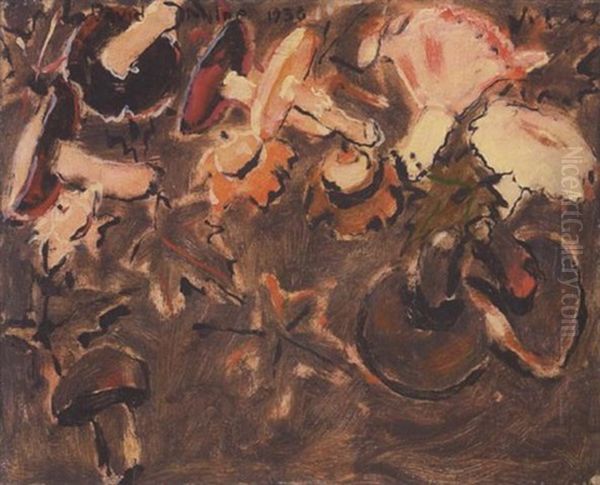 Mushrooms And Maple Leaves - view 1
