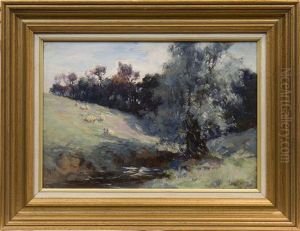 Sheep By A Stream by Joseph Milne