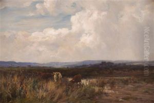 Highland Cattle Watering, Sunset by Joseph Milne