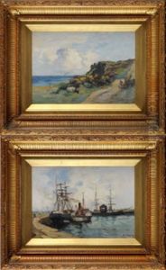 A Harbour Scene And A Coastal View by Joseph Milne