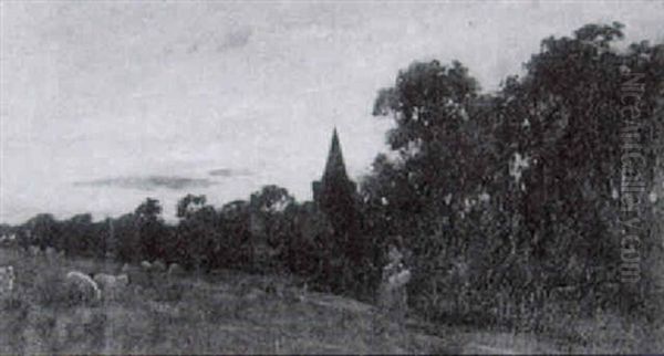 A Country Landscape At Dusk - view 1