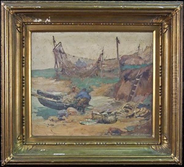 Harbour Scene With Fishermen - view 1