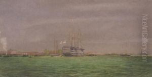 H.m.s Victory In Portsmouth Harbour by Irwin John David Bevan