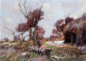 A Shepherd And His Flock On A Country Path A Shepherd And His Flock On A Country Path