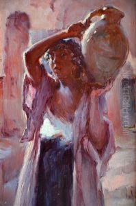 Jeune Femme Allant Chercher De L'eau by Joseph Milon