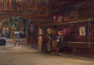 Inside A Russian Church by Sergei Dmitrievich Miloradovich