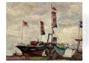 Landscape Of A Port by Kunzo Minami